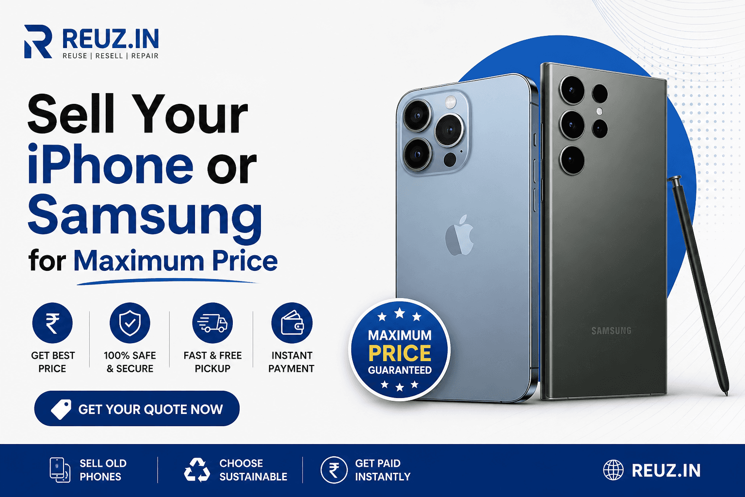  Sell Your iPhone or Samsung for Maximum Price | Reuz.in